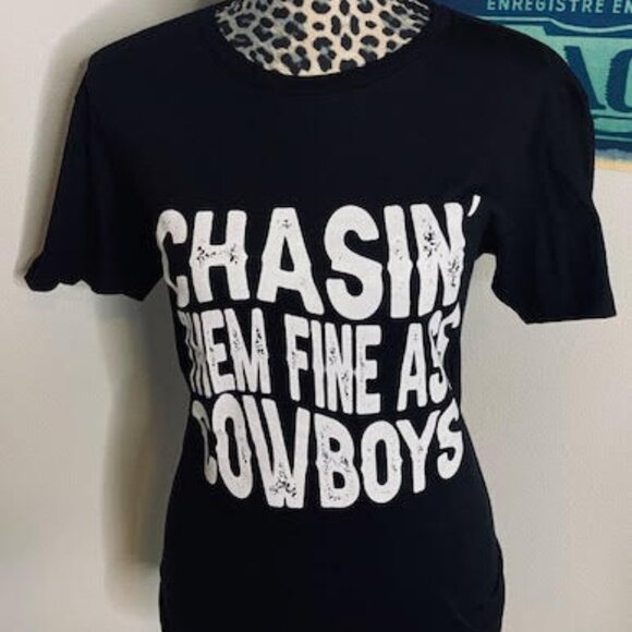 Chasing Them Fine A** Cowboys T-Shirt - Black - Picture 1 of 2